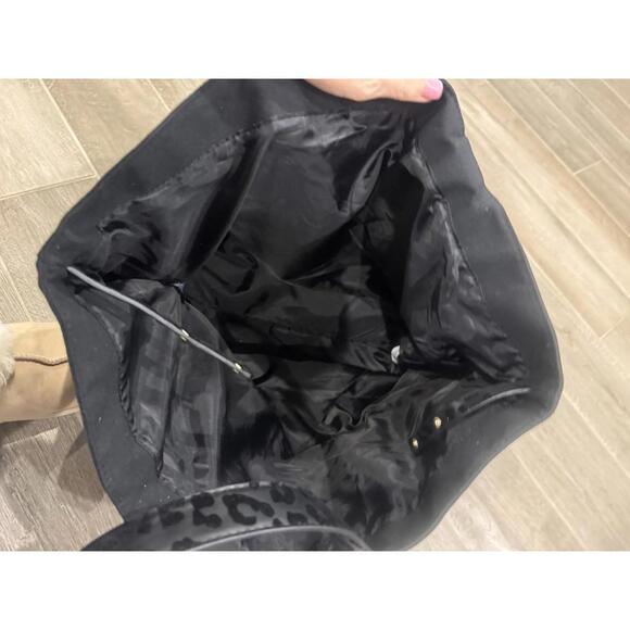 Jimmy Choo Parfums Black Tote Bag Leopard Print Handles Large Carryall - Picture 5 of 6